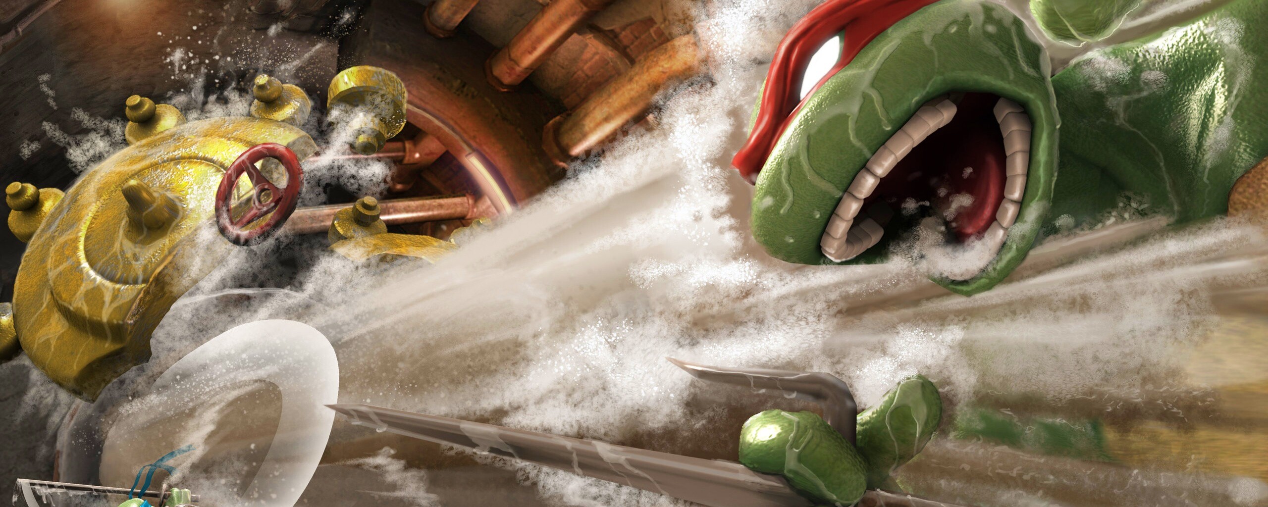 Рафаэля и Леонардо смывает водой обои