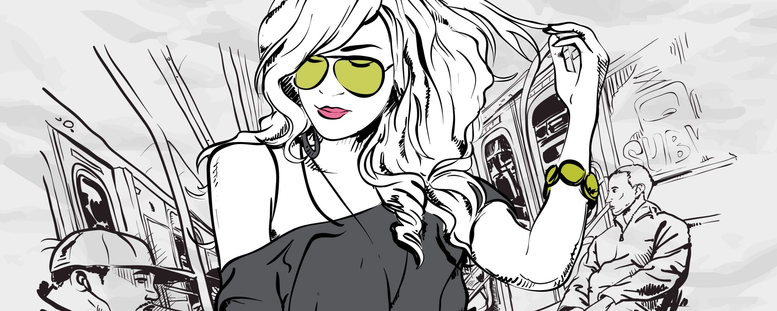 Стильная девушка в метро обои