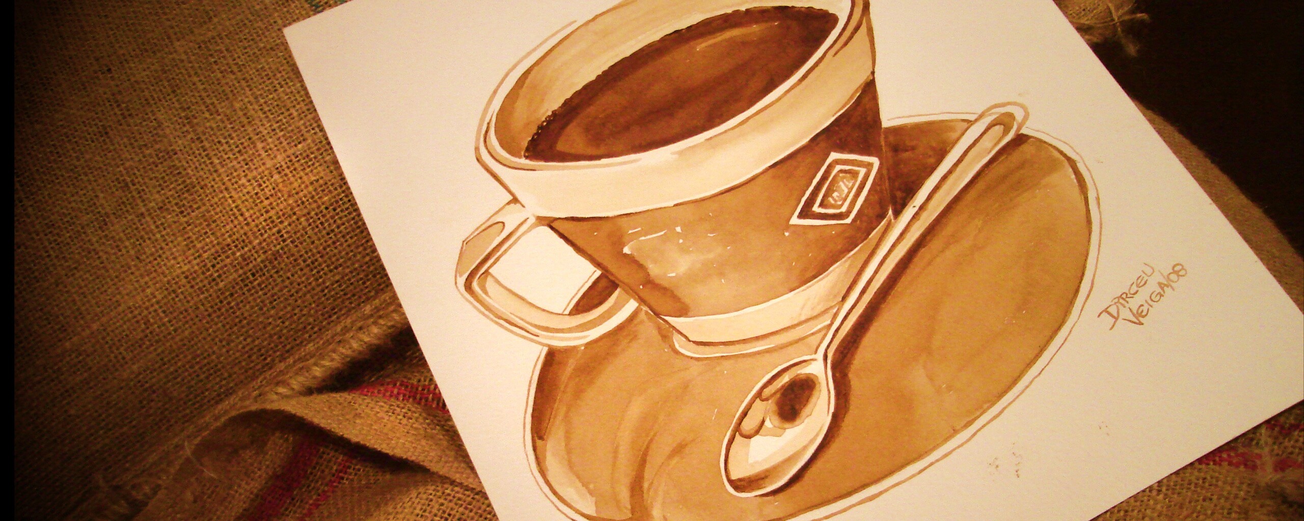 Нарисованная чашка кофе обои