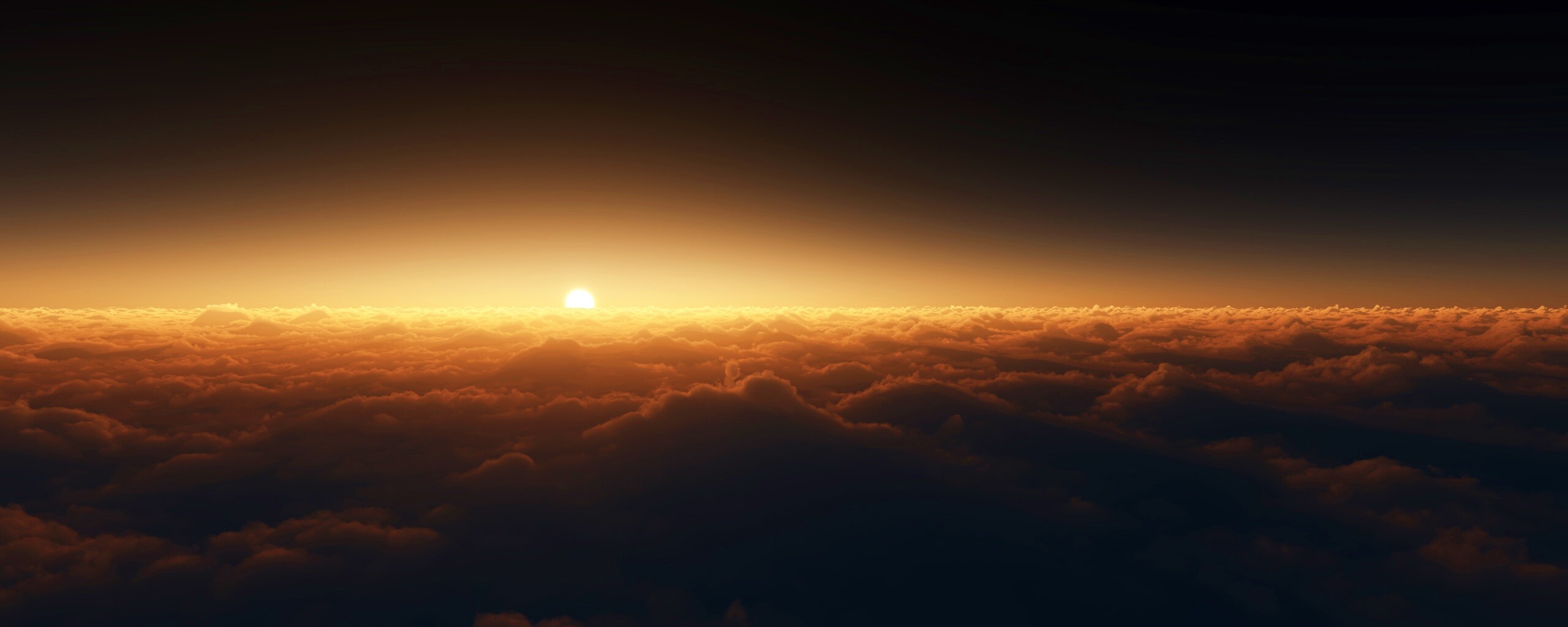 Закат над облаками обои