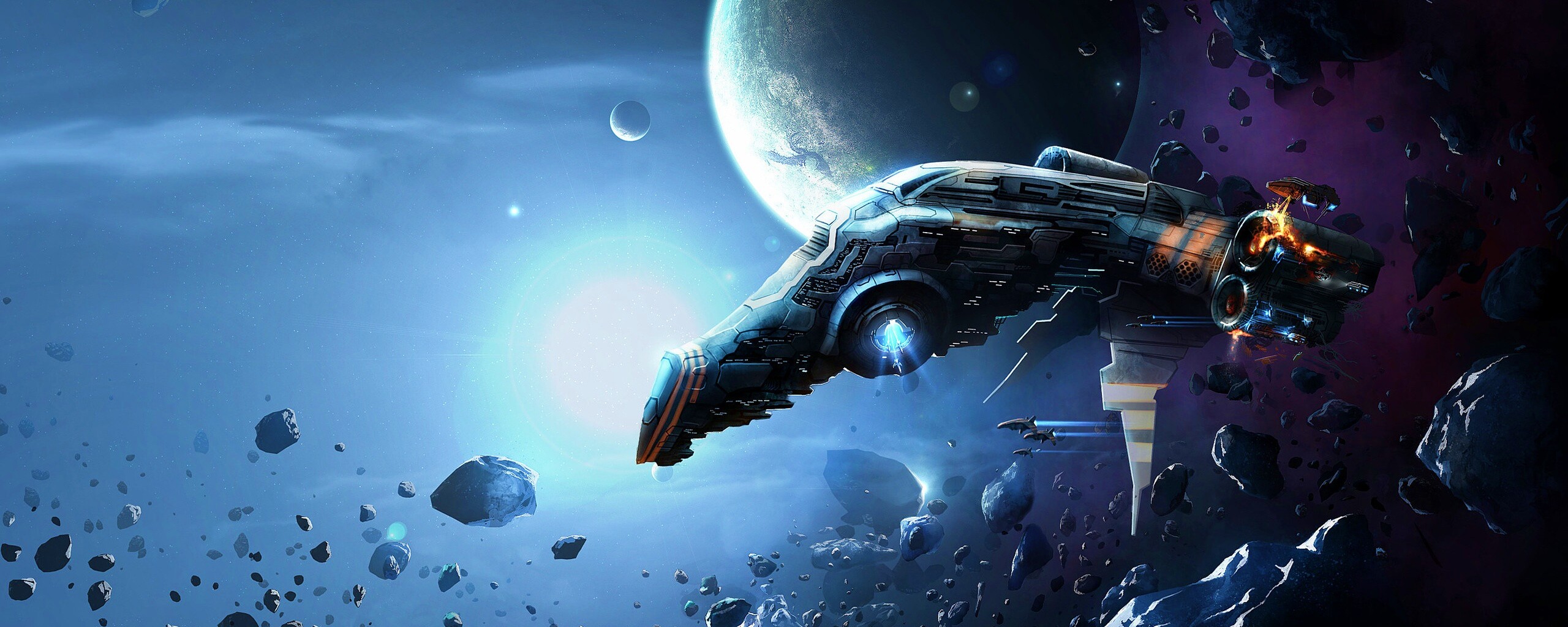 Полет в астероидах обои