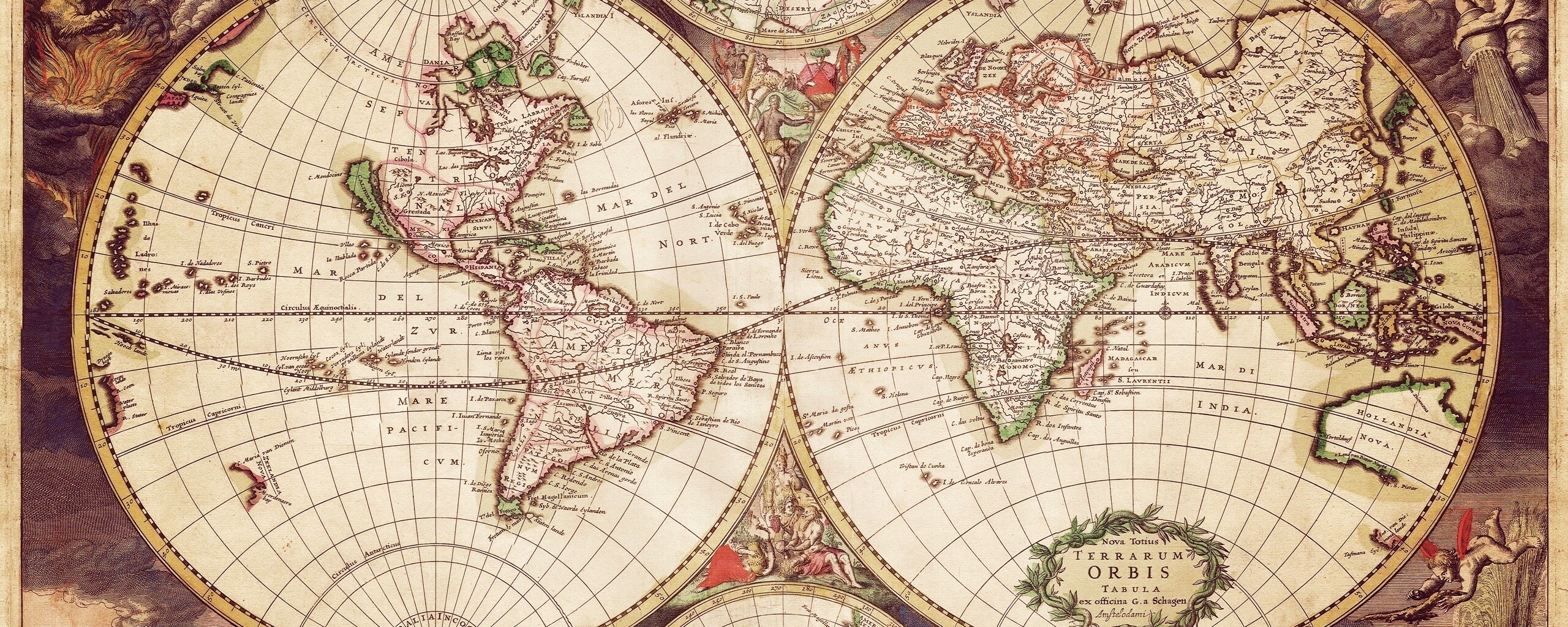 Старинная карта мира обои