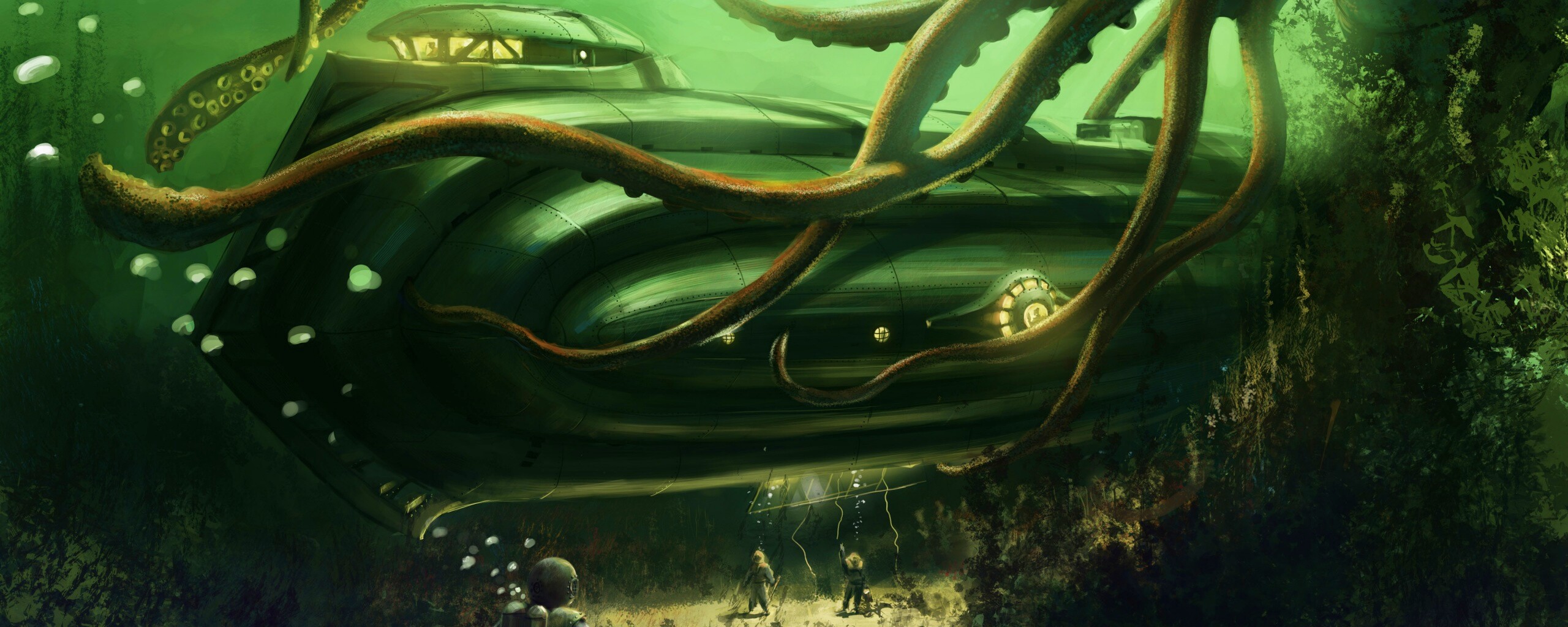 Наутилус в плену щупалец обои