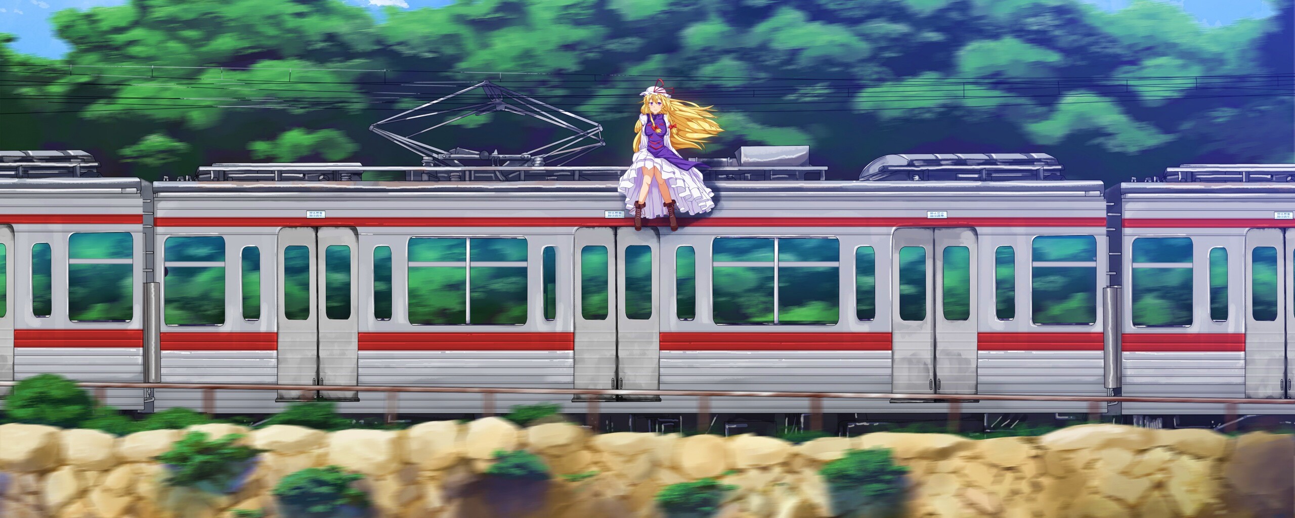 Девушка на крыше поезда обои