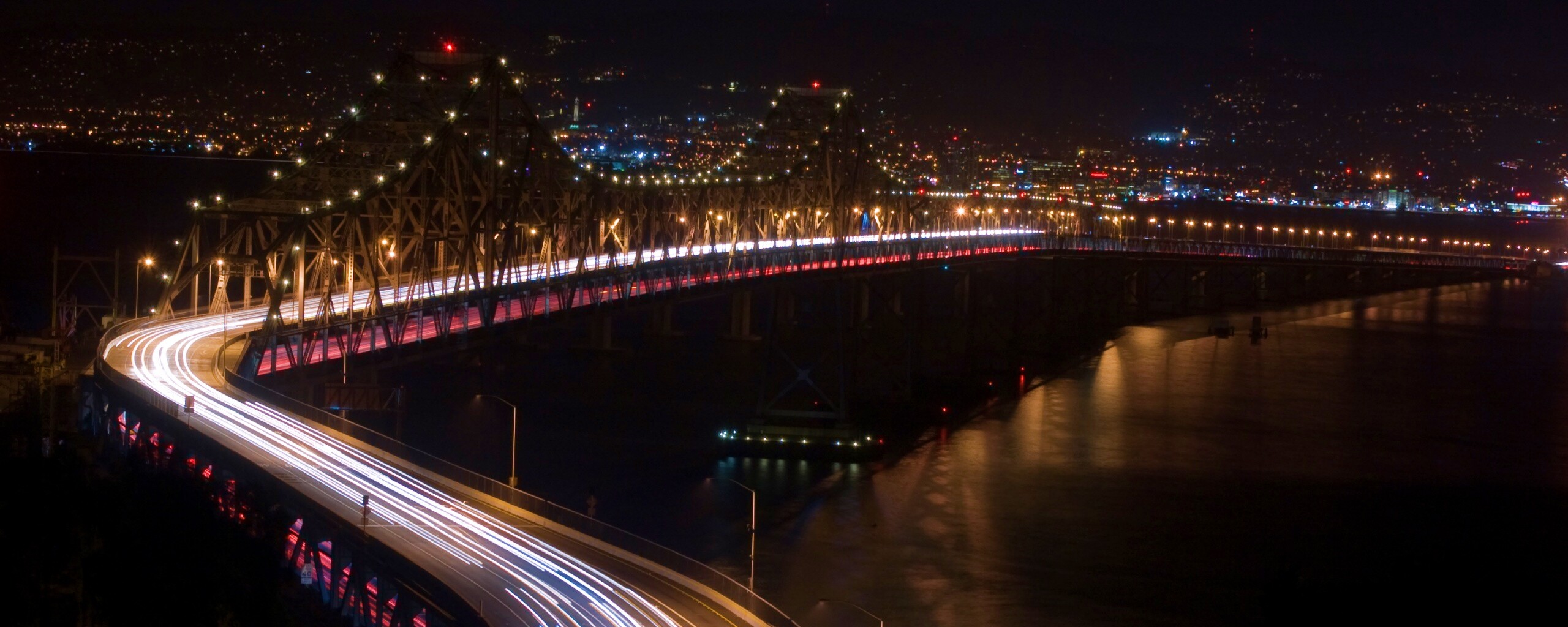 Вид на мост ночью обои