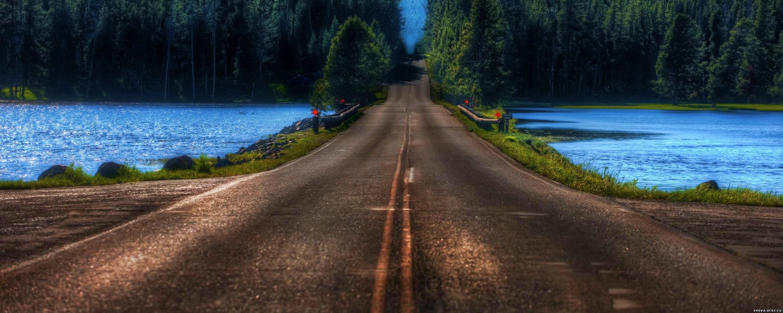 Дорога через озеро обои