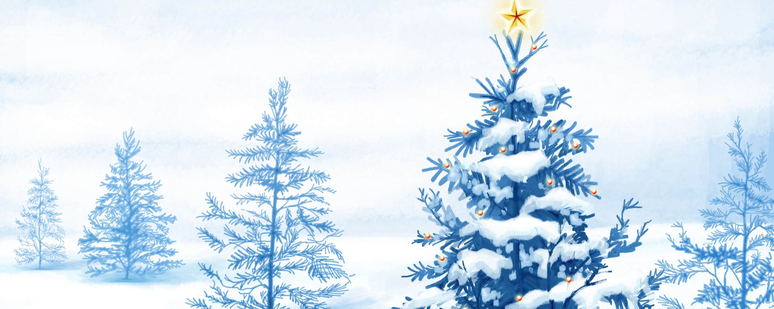 Украшенная ёлочка в лесу обои