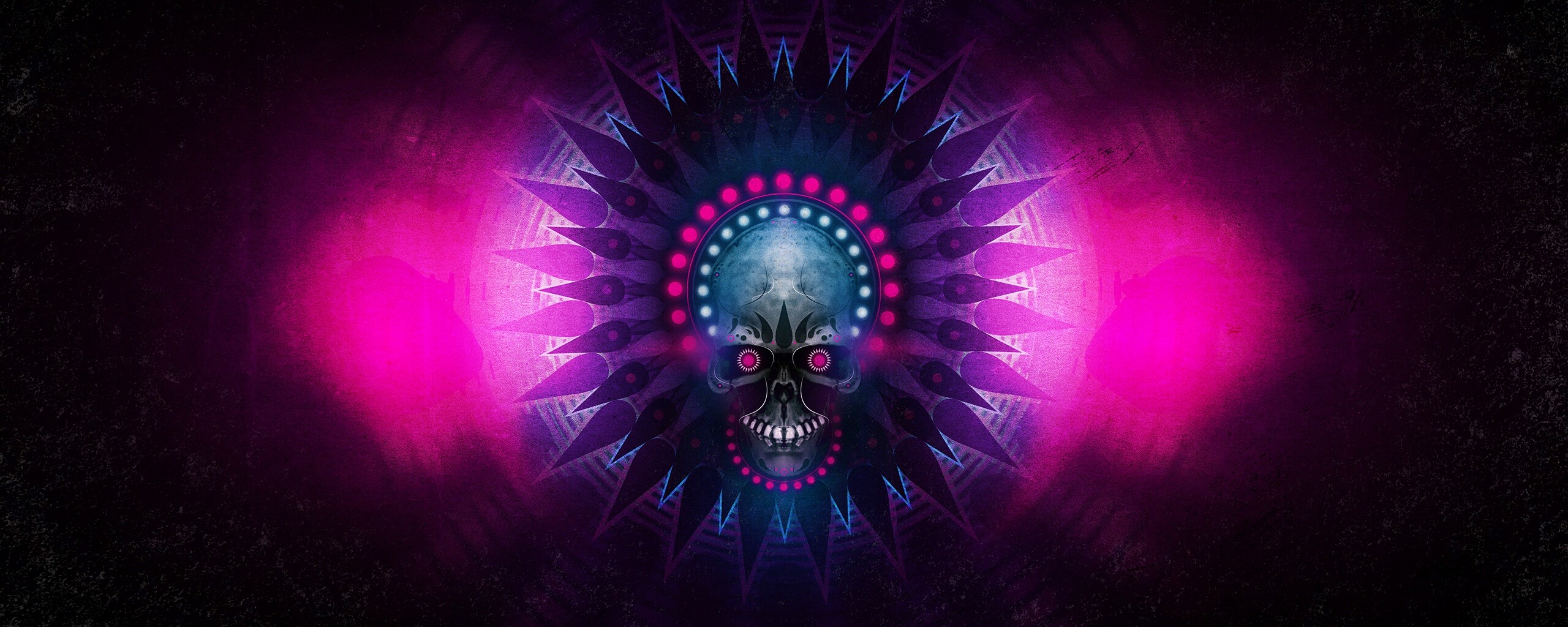 Неоновый череп обои