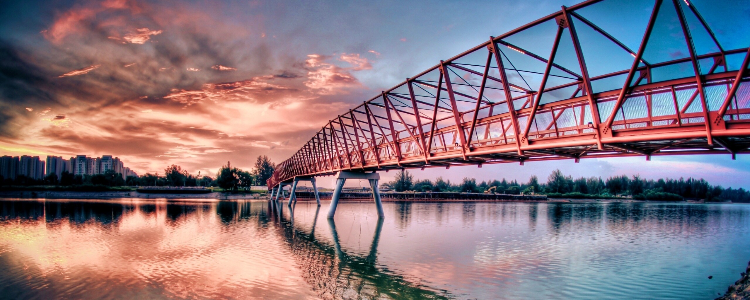 Мост через реку обои