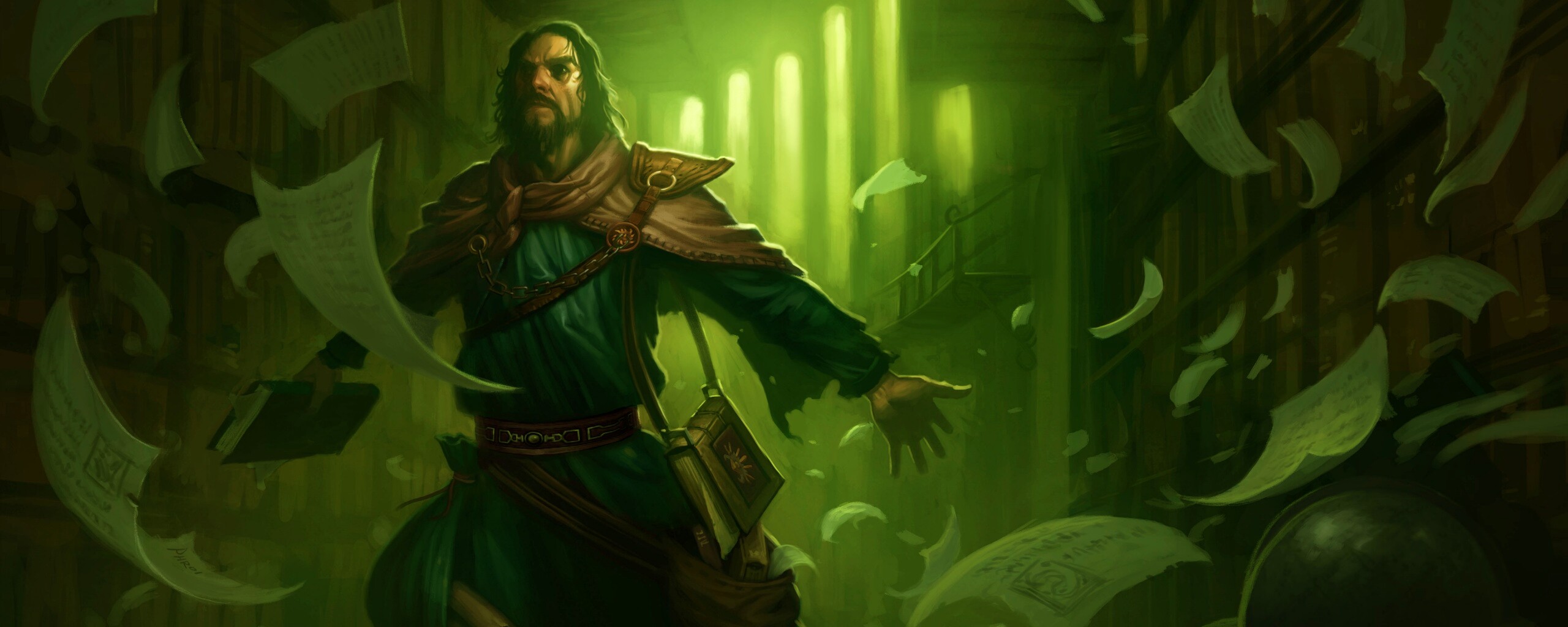 Маг в библиотеке обои