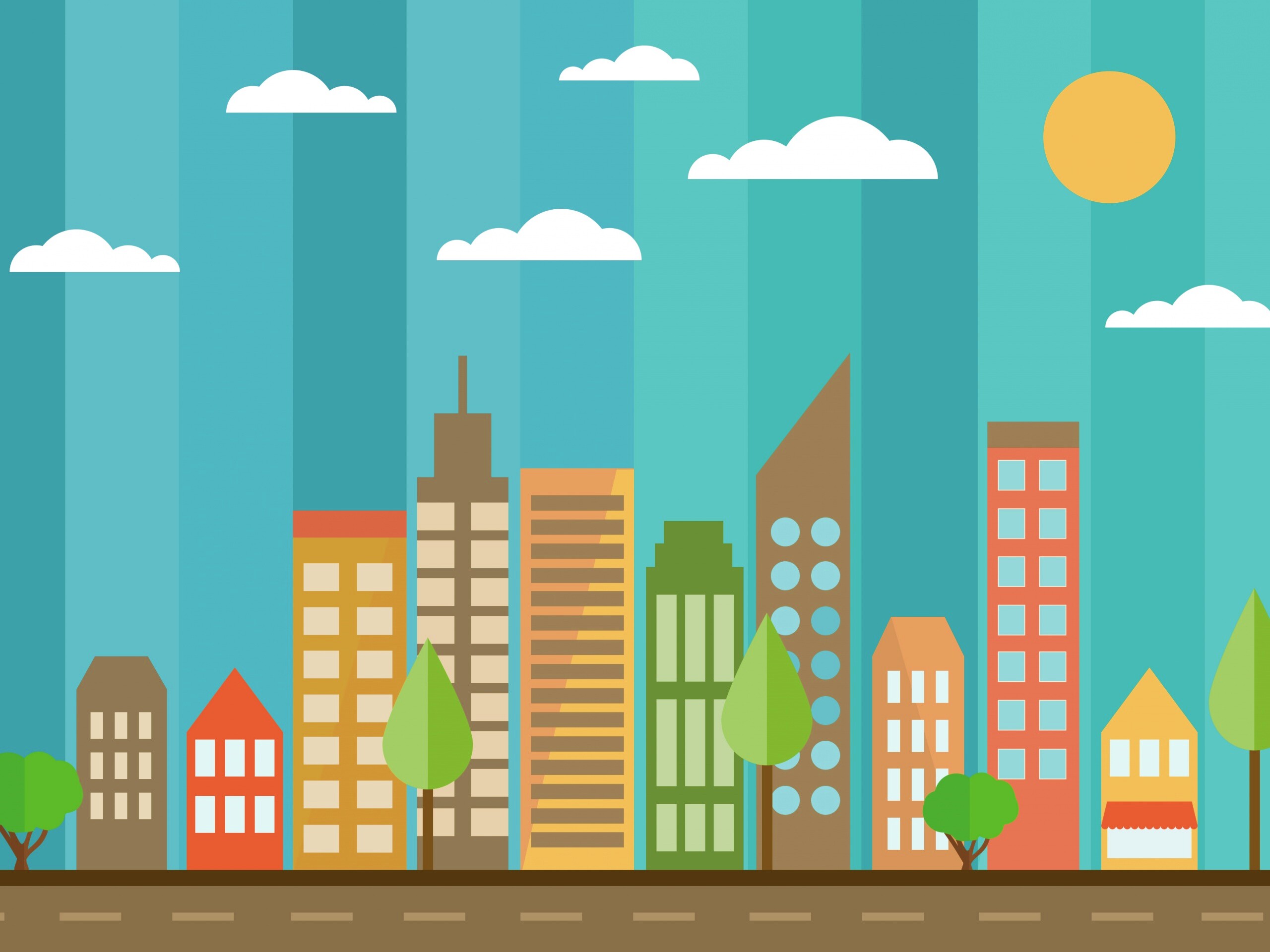 Векторный рисунок города обои