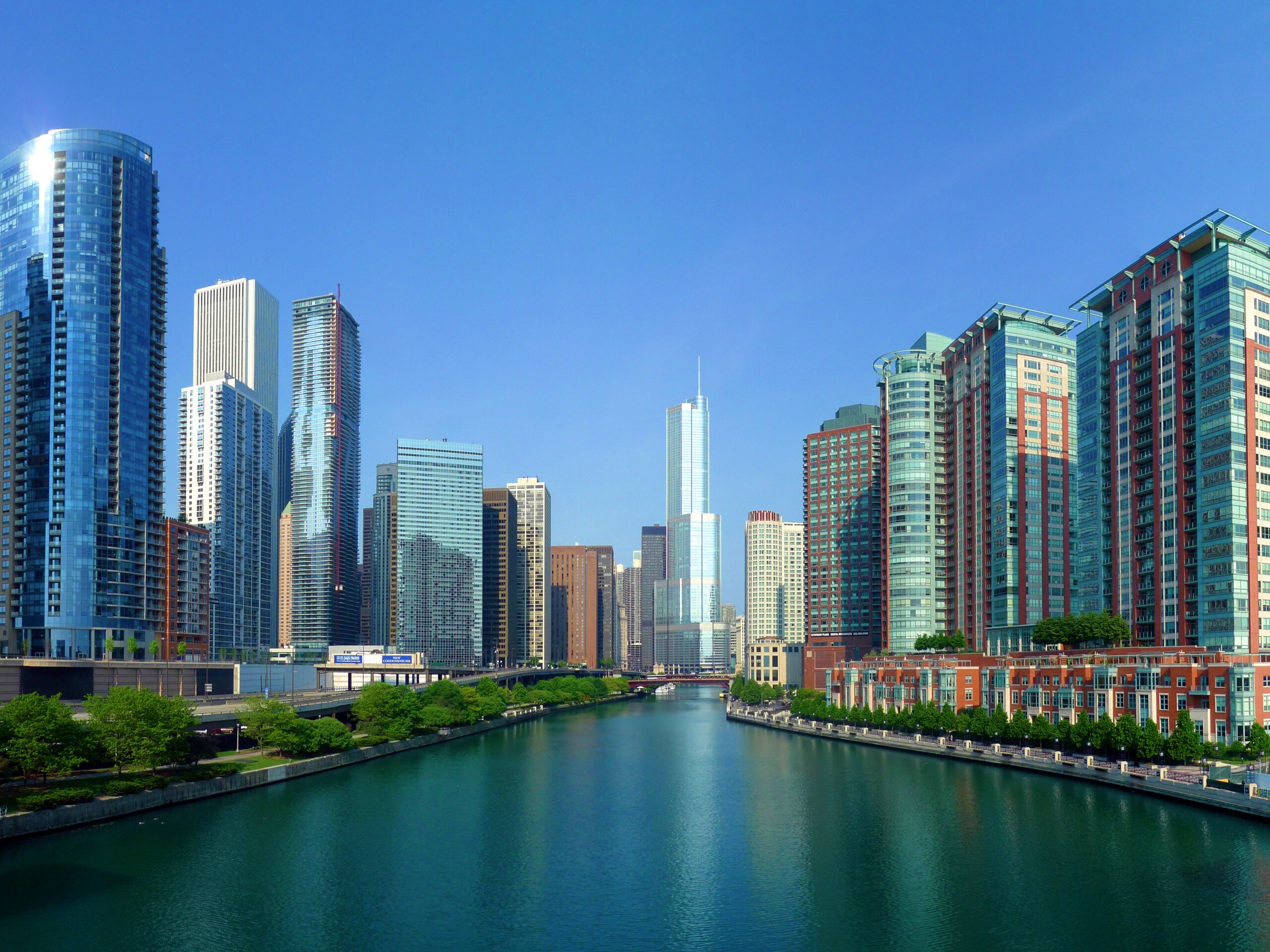 Вид на Чикаго обои