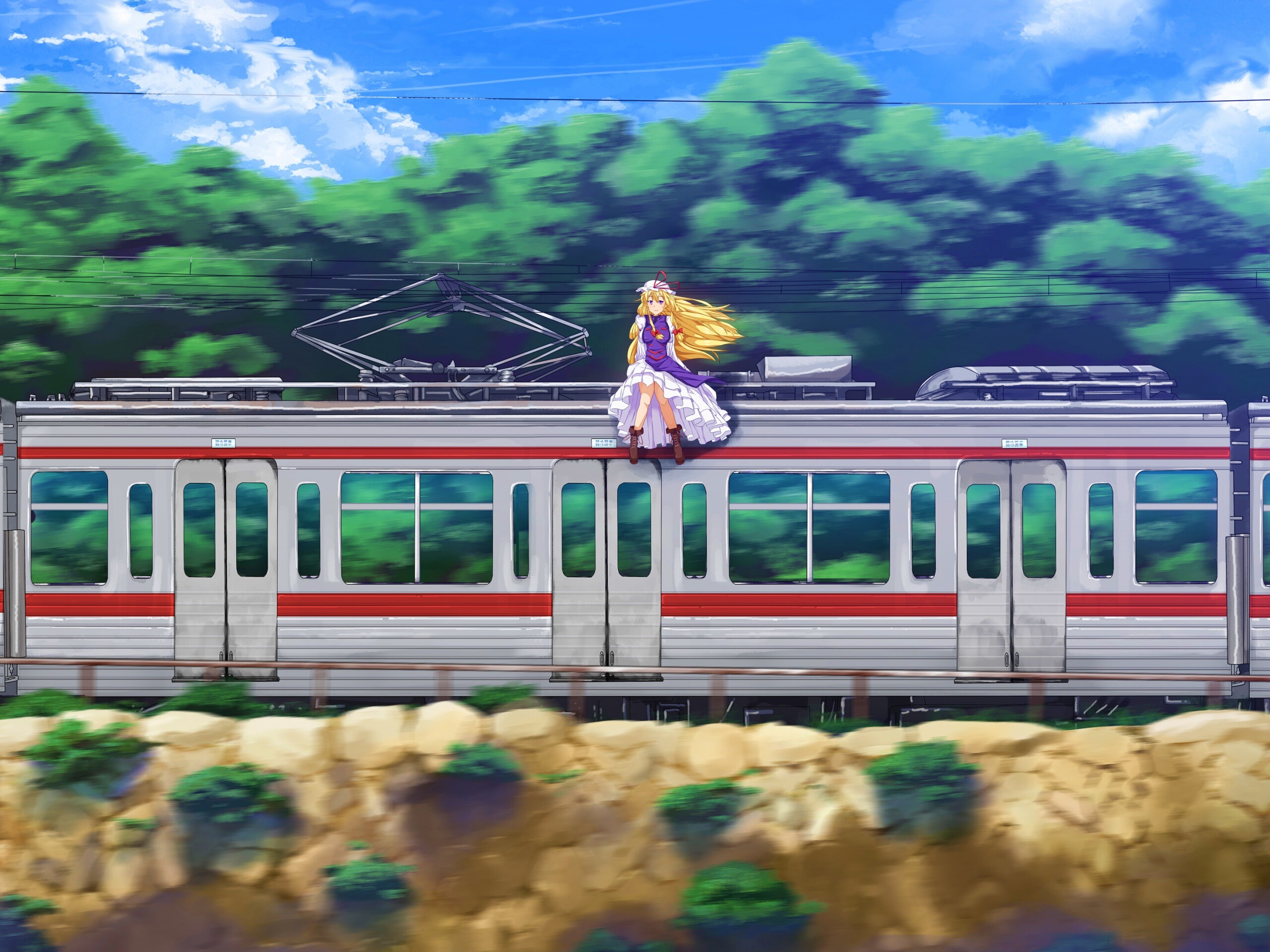 Девушка на крыше поезда обои