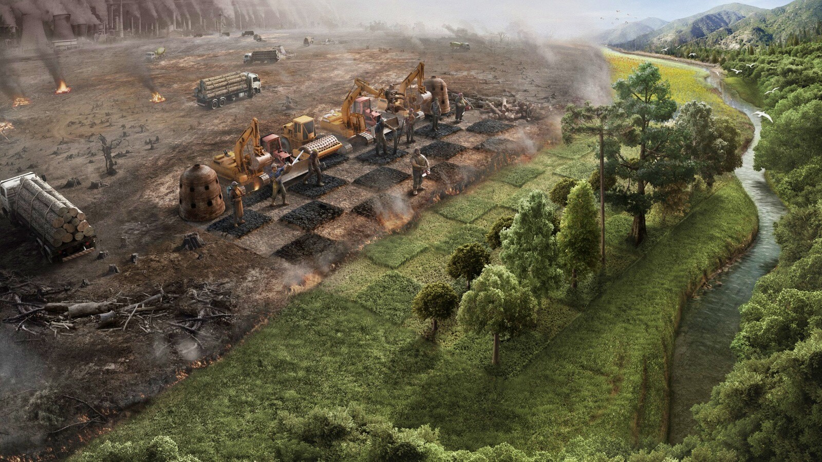 Цивилизация против природы обои