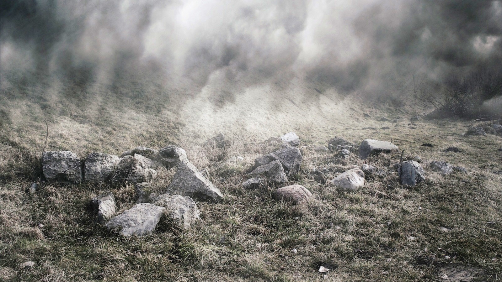 Туман на склоне обои