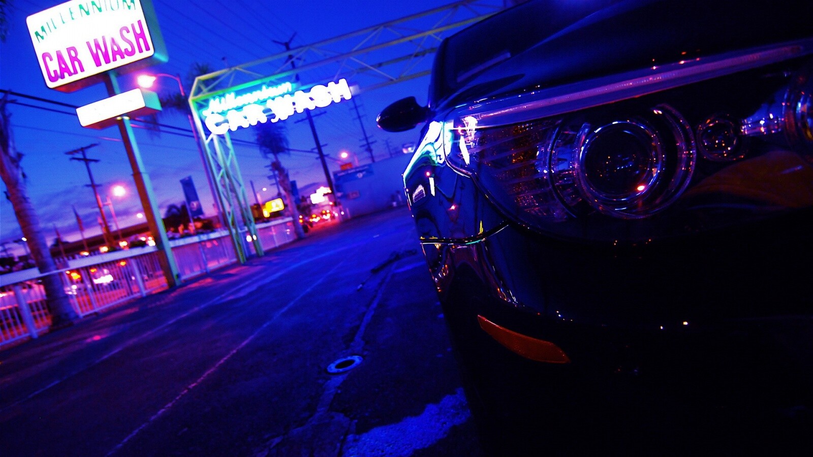 Ночная автомойка обои