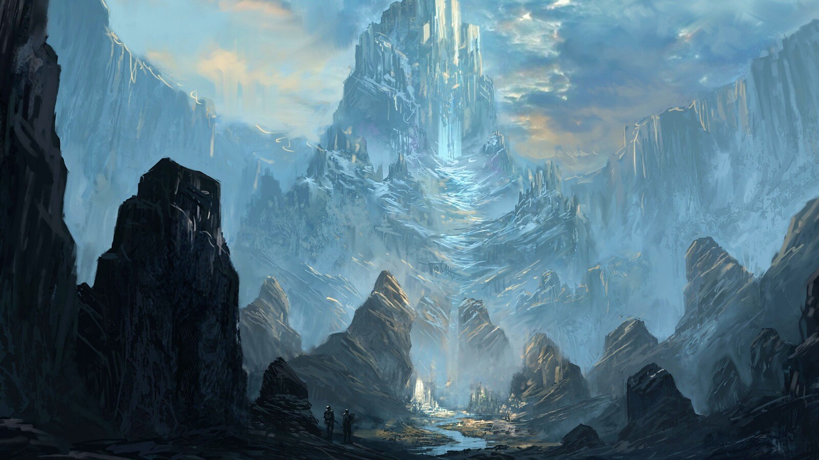 Город в горах обои