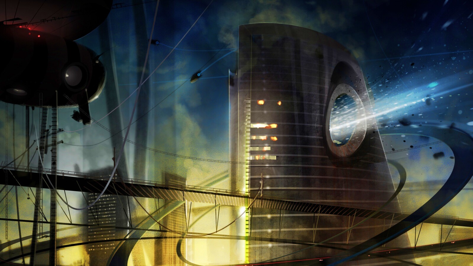 Выброс в городе будущего обои