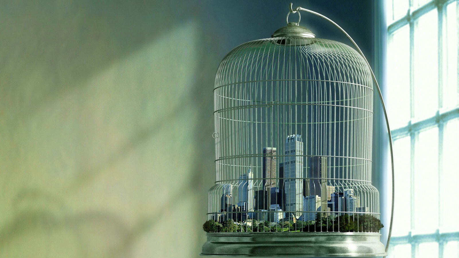 Город в клетке обои