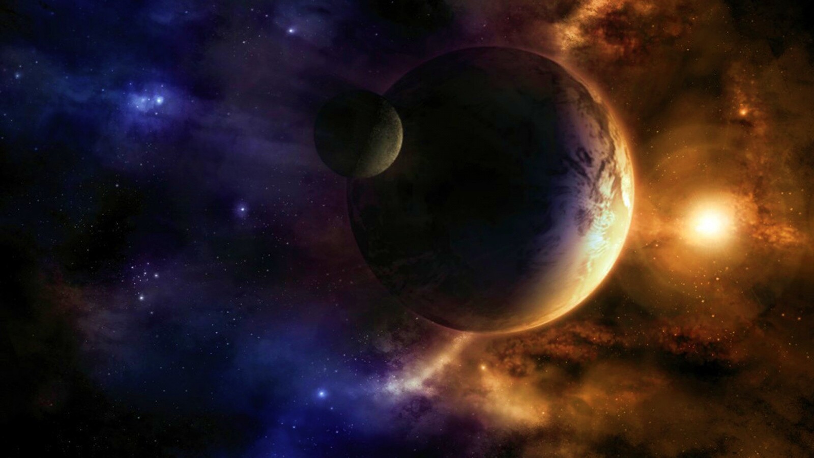 Планета с одним спутником обои