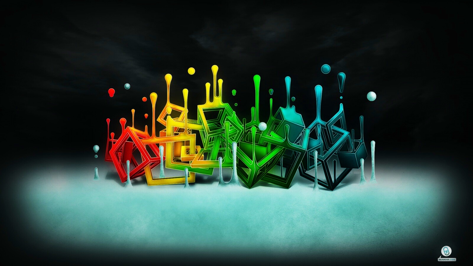 Цветные переплетающиеся кубы обои