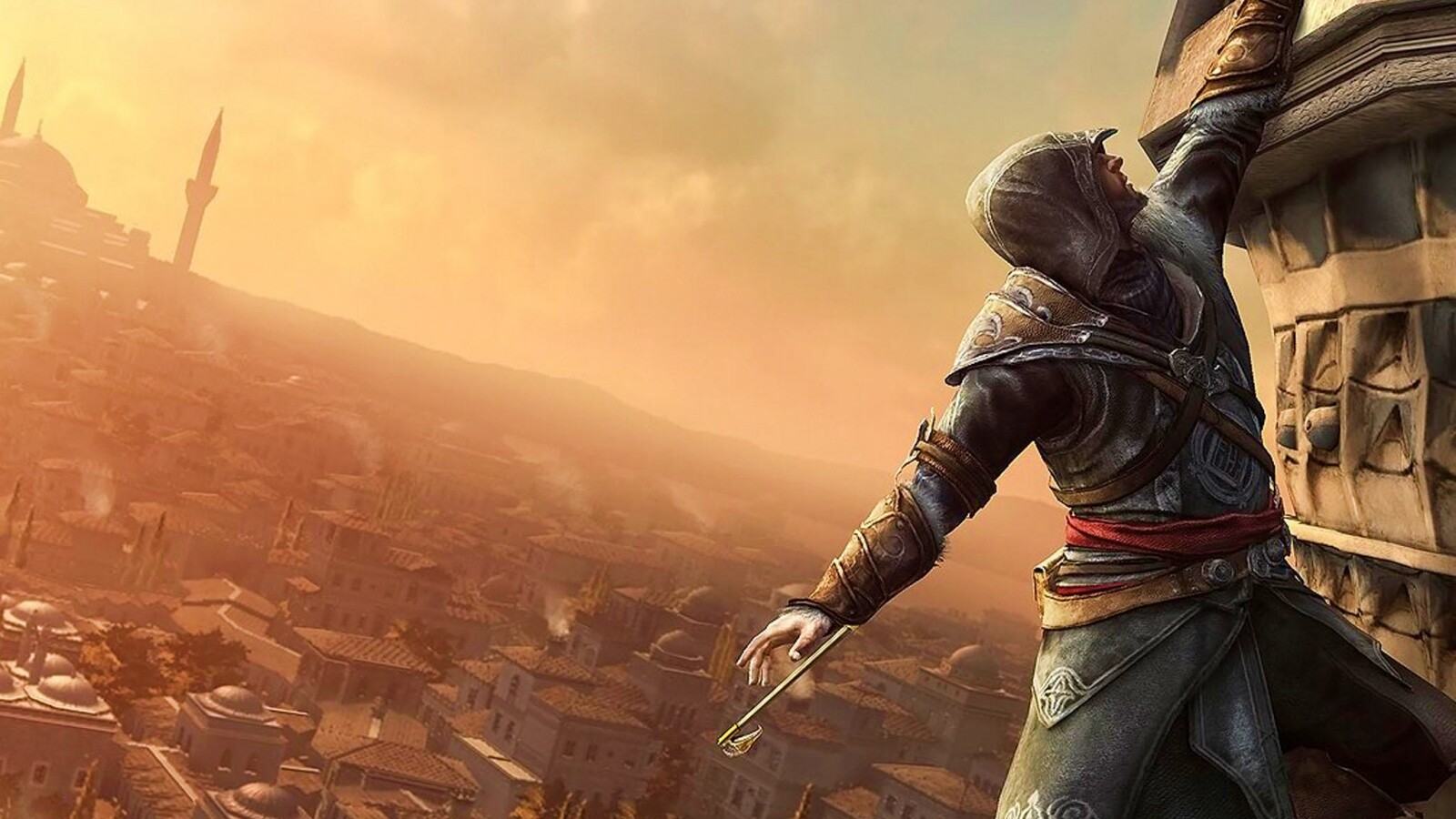 Ассасин лезет на башню обои