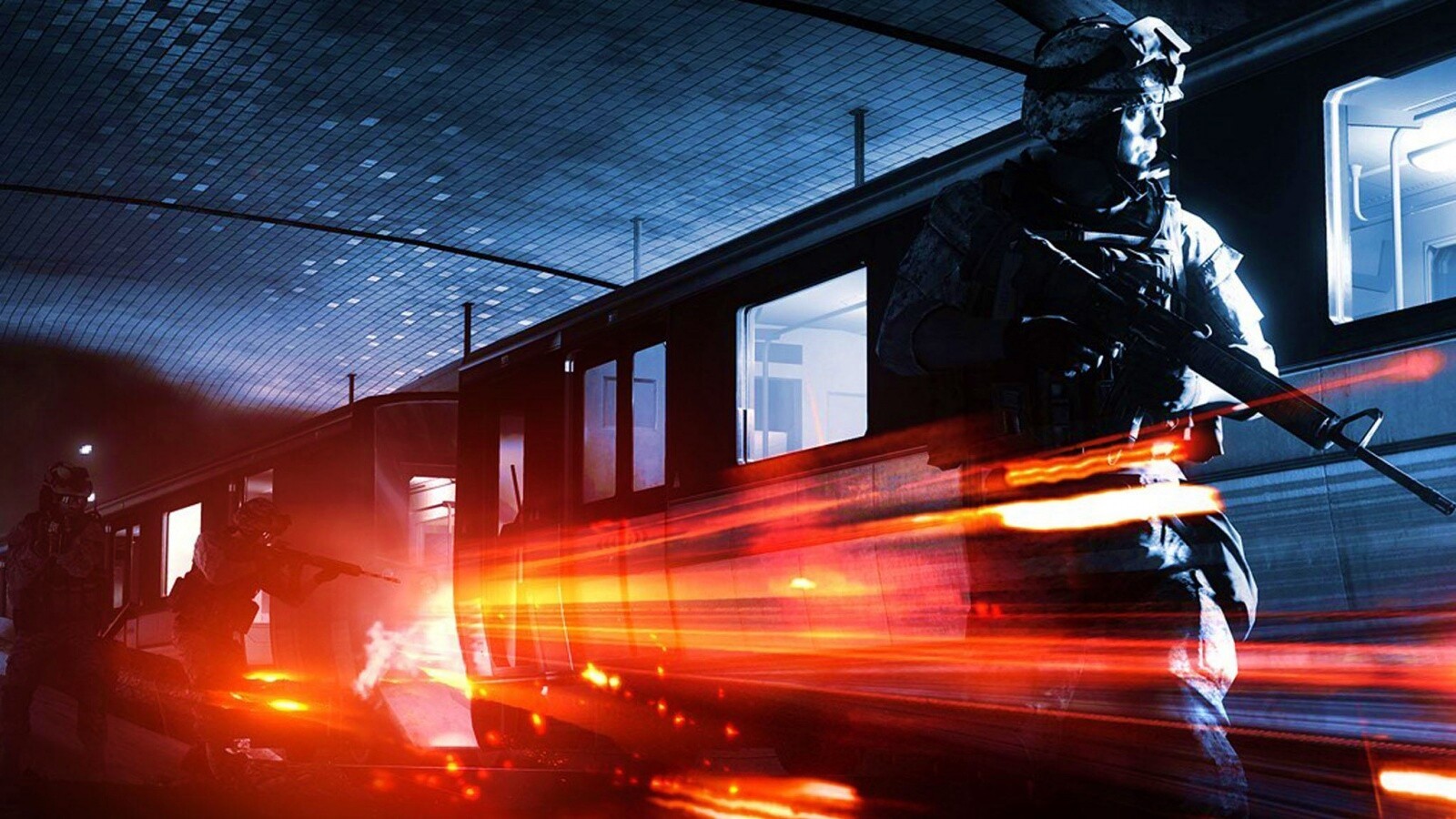 Солдаты на станции метро обои