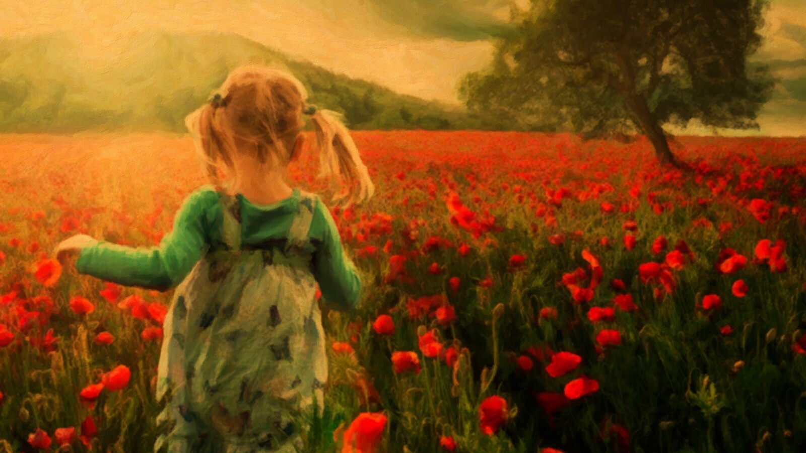 Девочка на маковом поле обои