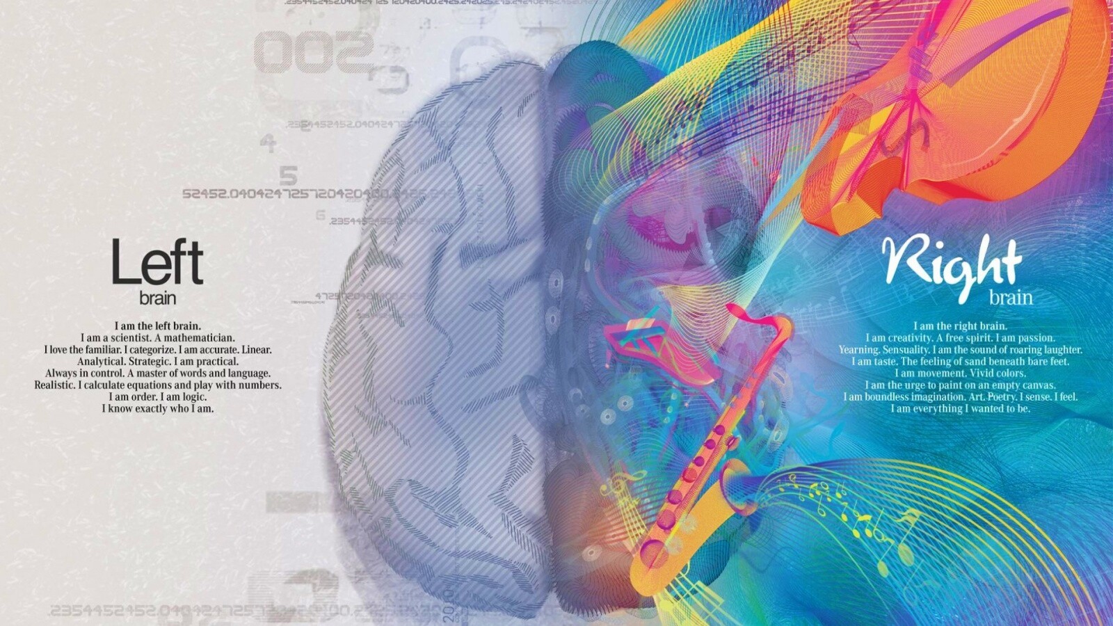 Левая и правая половина мозга обои