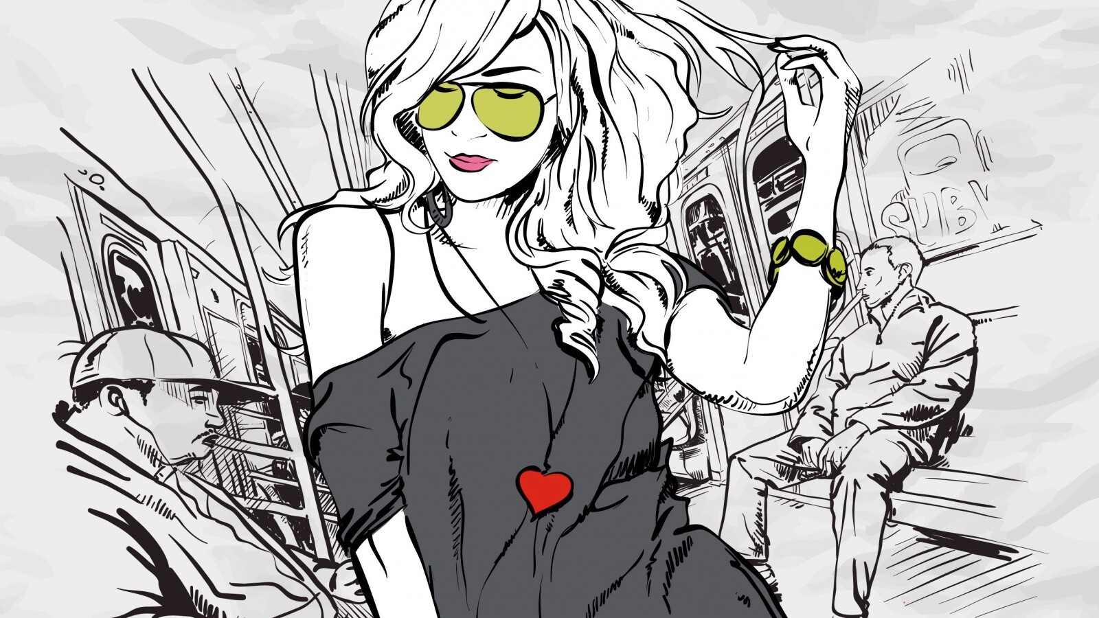 Стильная девушка в метро обои