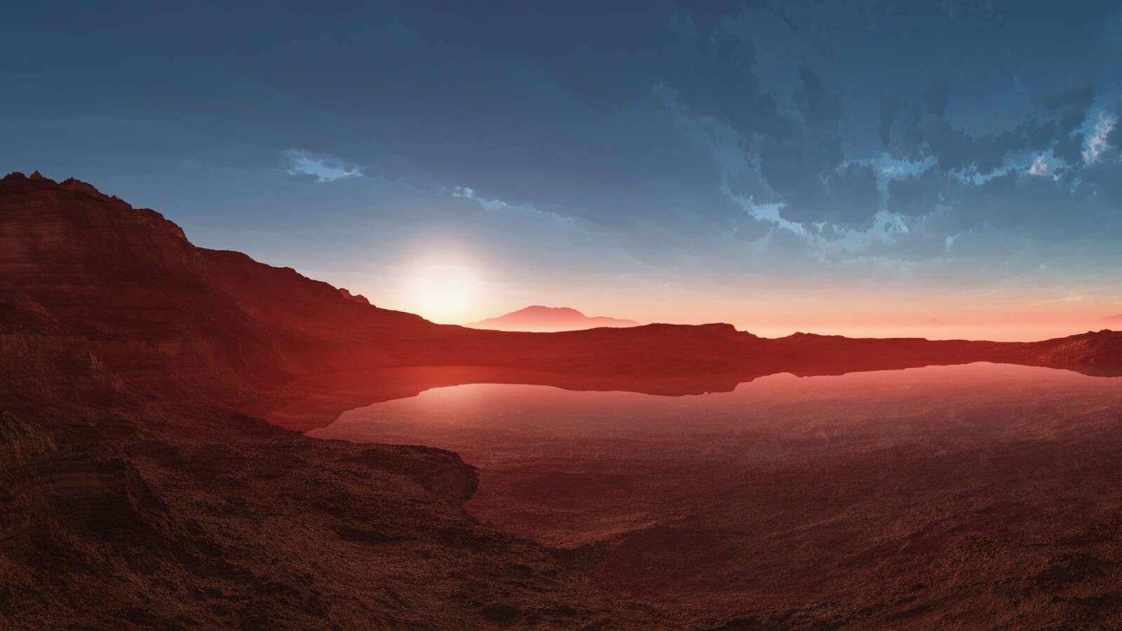 Озеро в каменистой пустыне обои