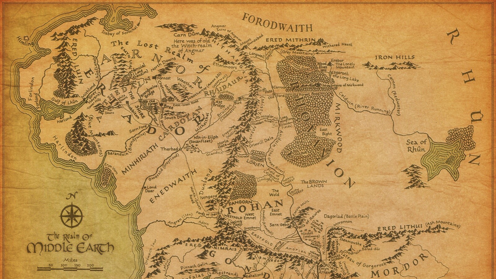 Карта Средиземья обои