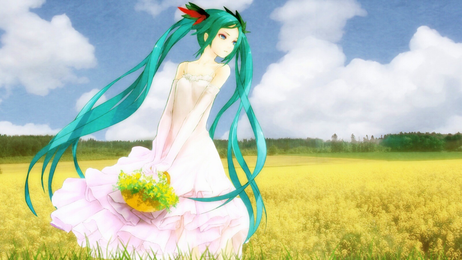 Хатсуне в поле обои