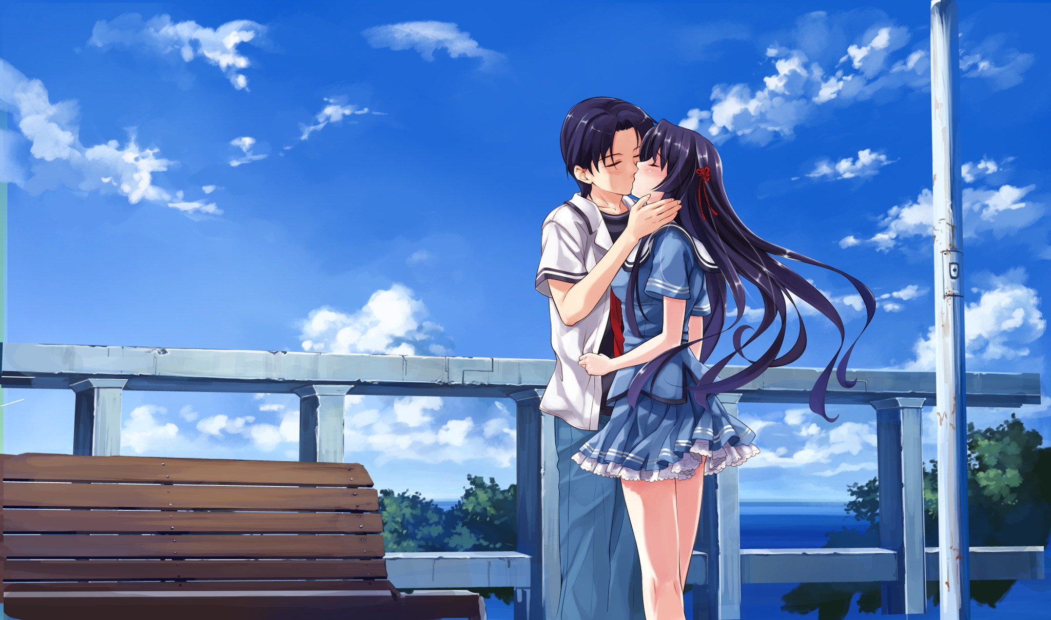 Поцелуй на набережной обои