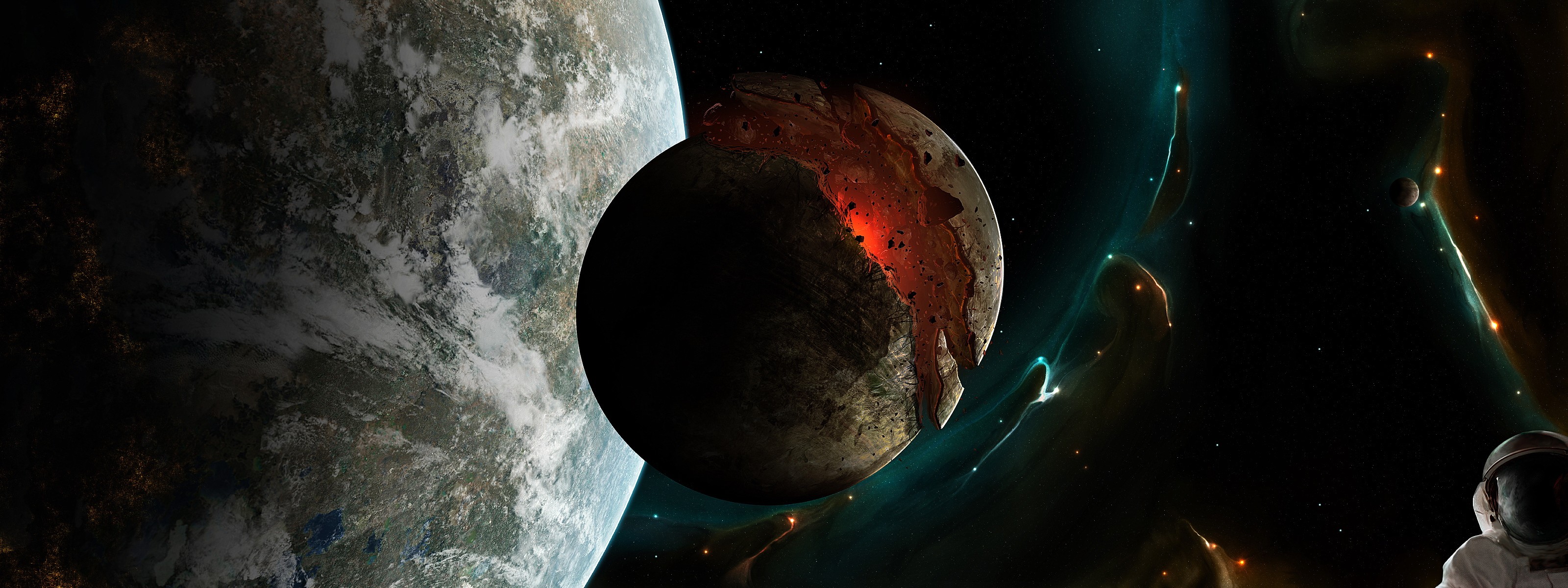Спутник раскалывается пополам обои