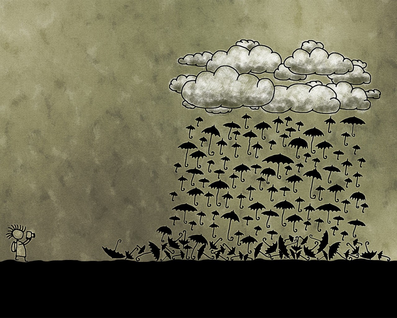 Дождь из зонтиков обои