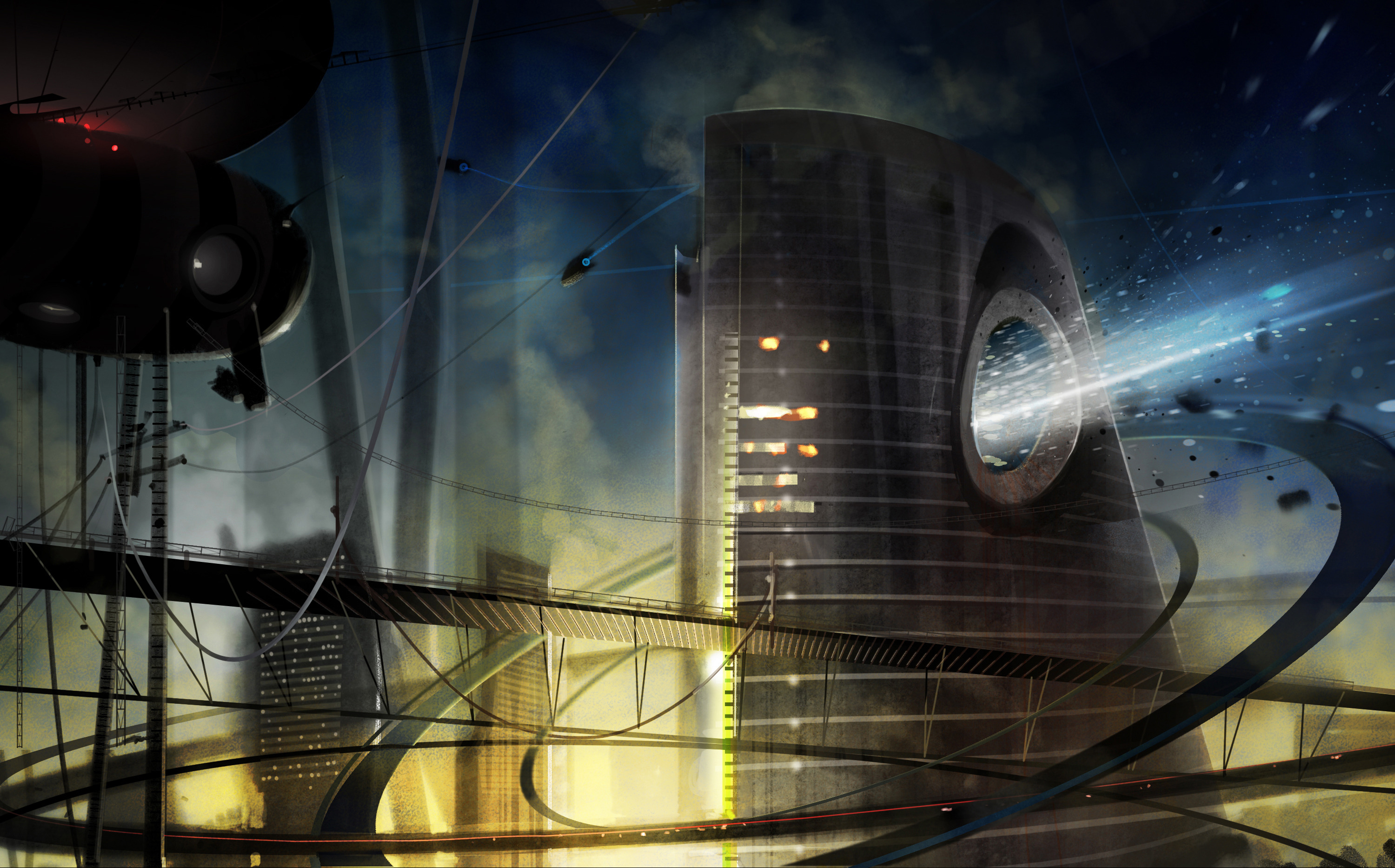 Выброс в городе будущего обои