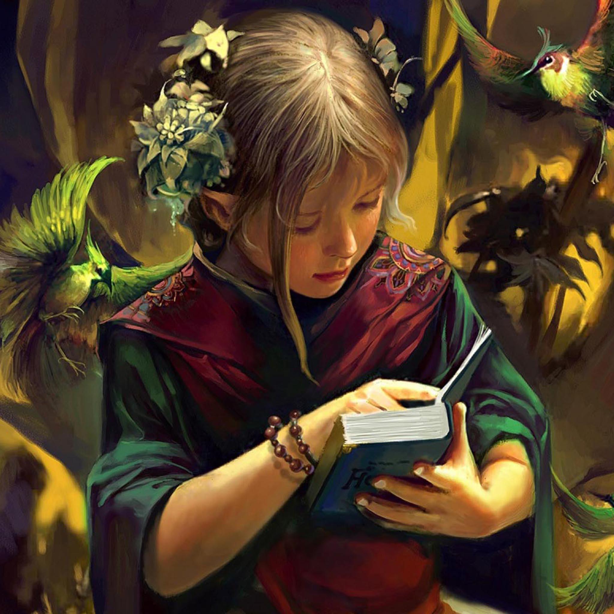 Читающая девочка обои