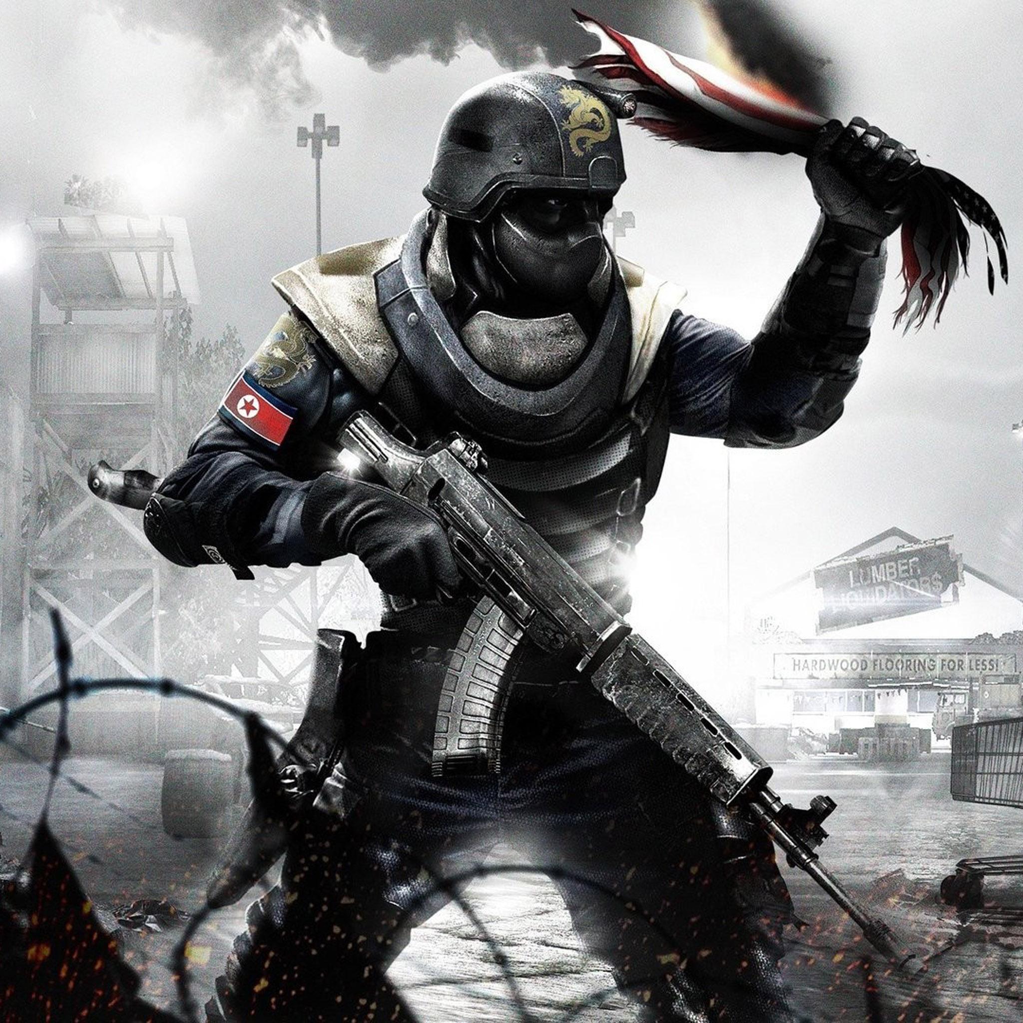 Китайский солдат жжет американский флаг обои