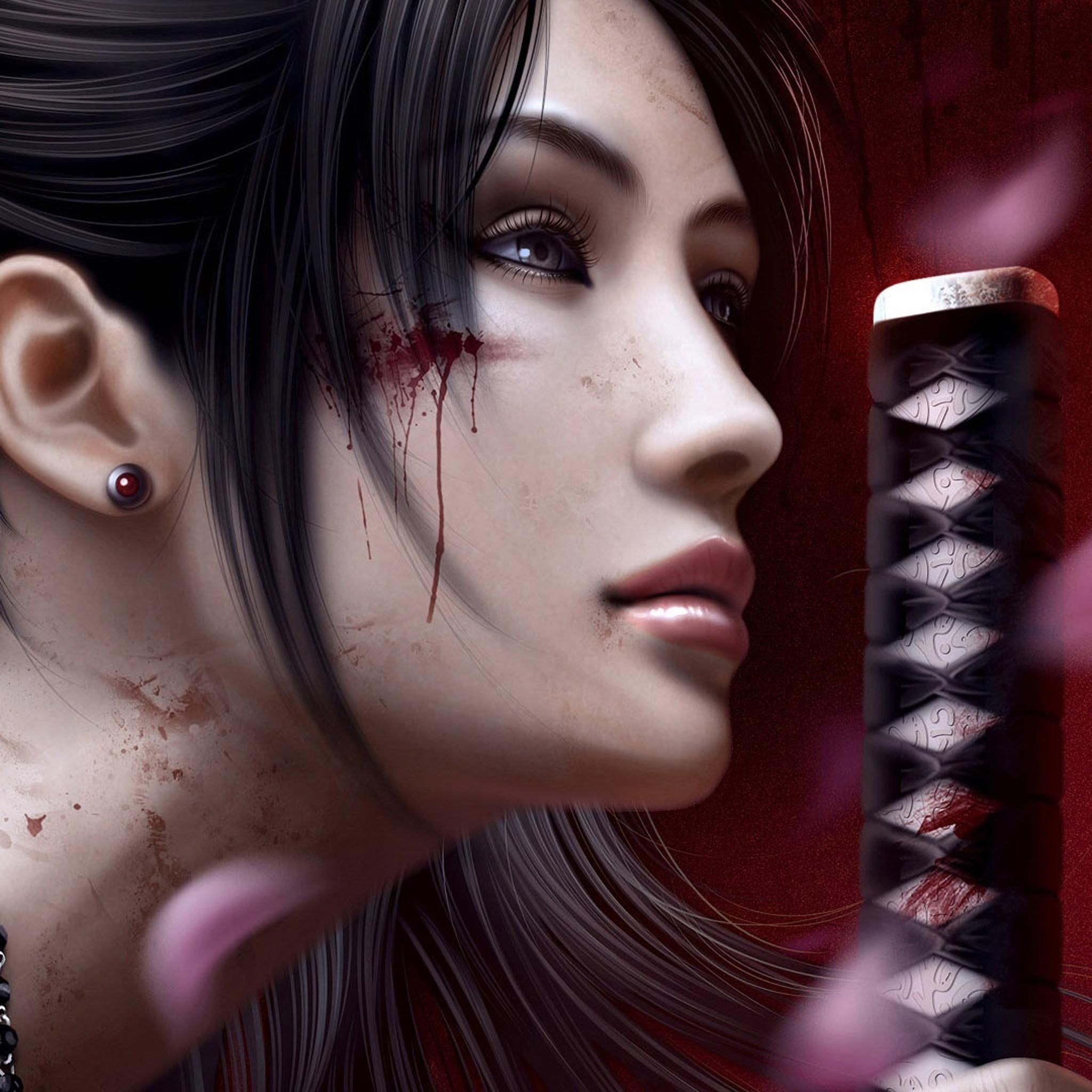 Японка с катаной обои