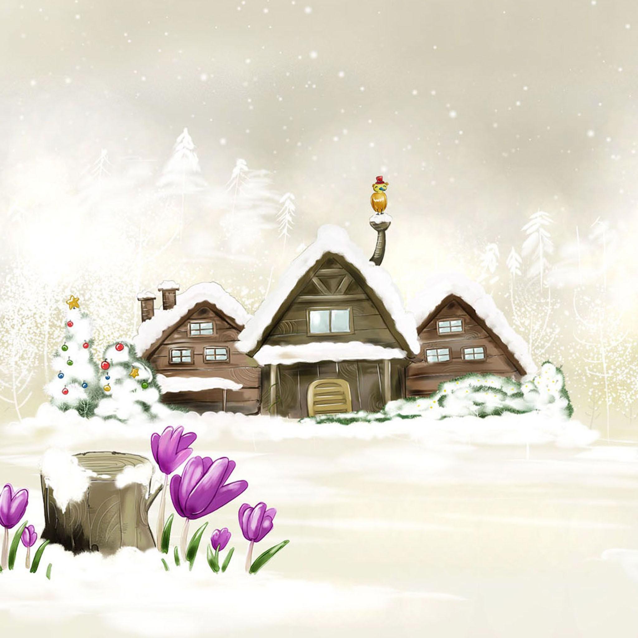 Деревня в новый год обои