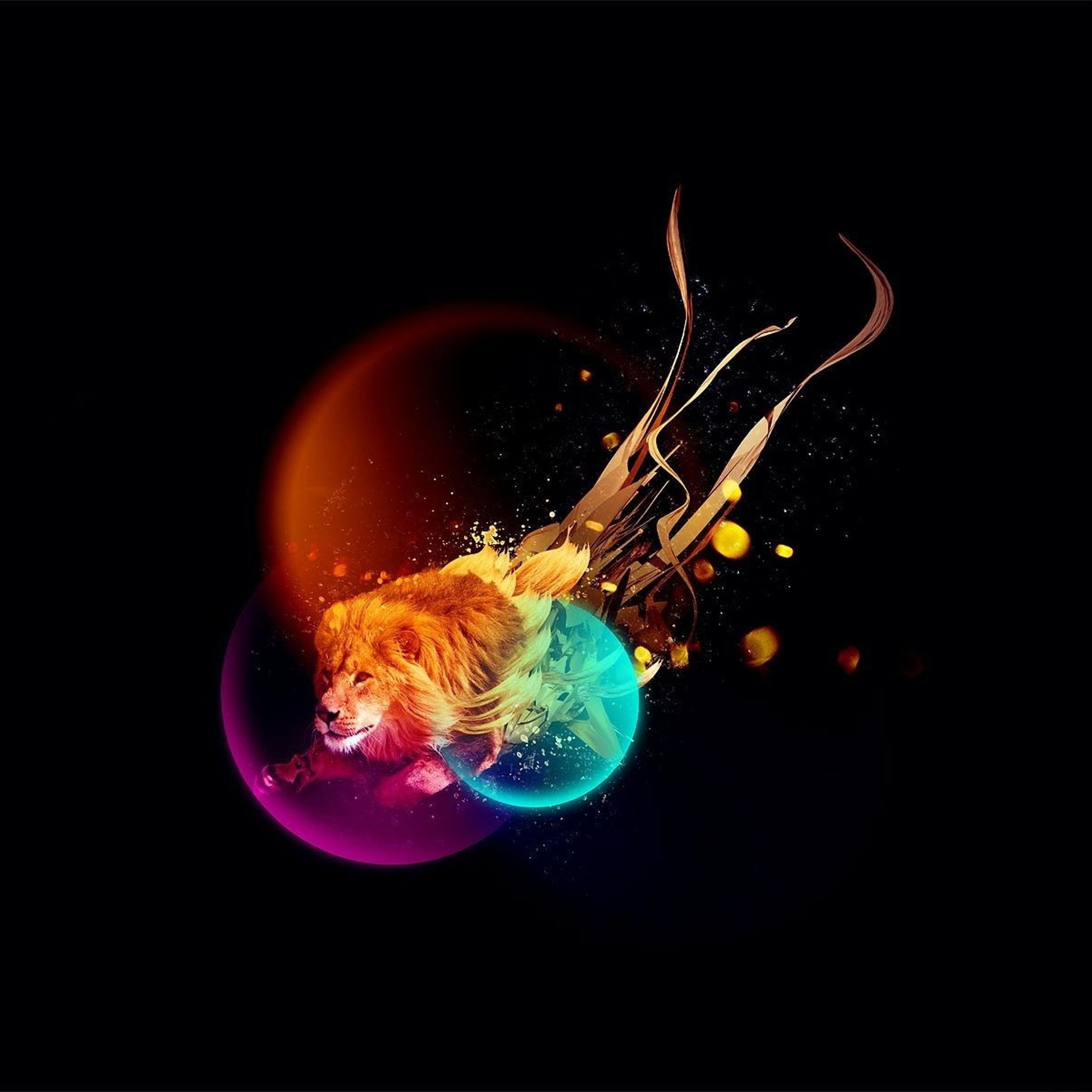Лев в абстарктой фигне обои