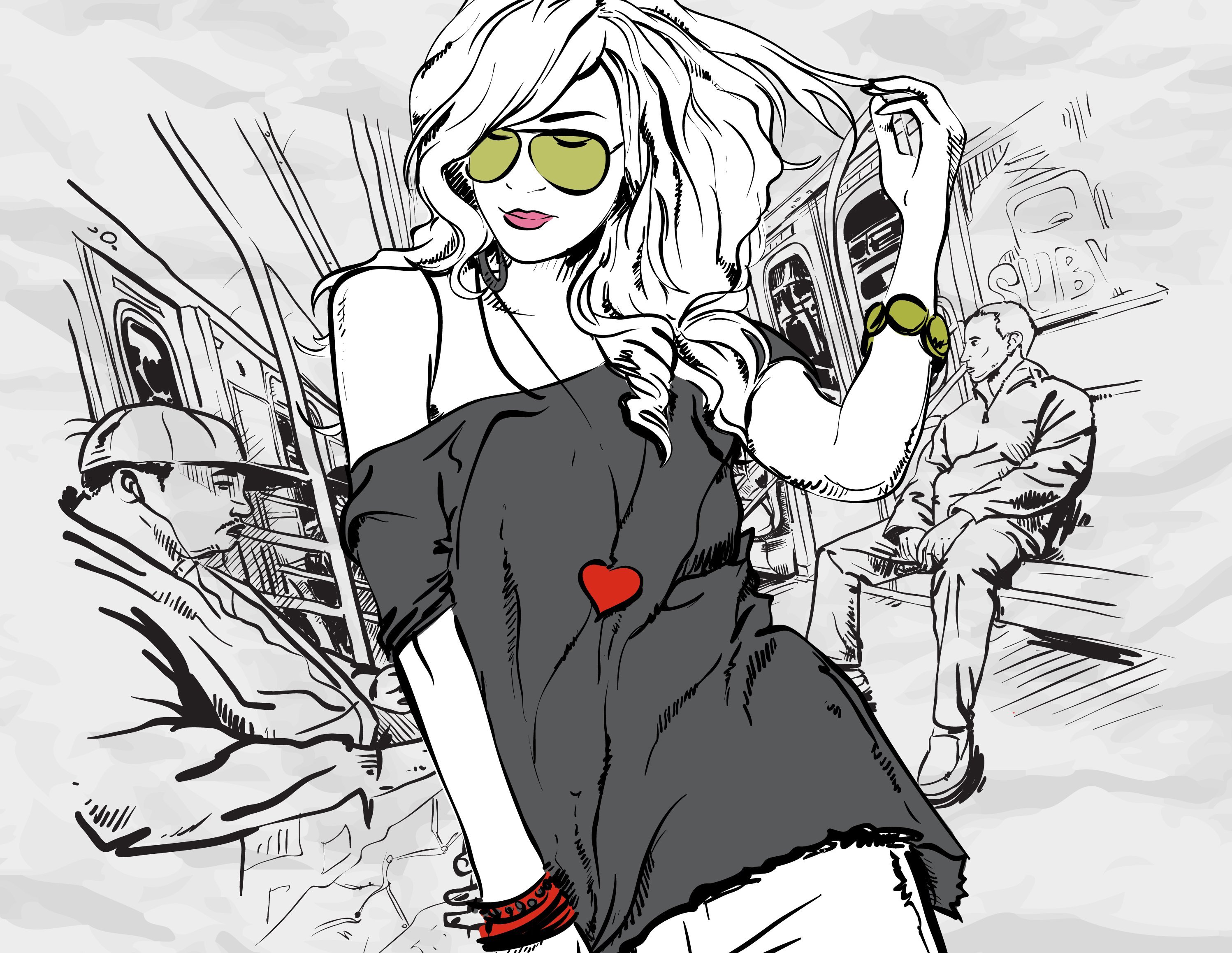 Стильная девушка в метро обои