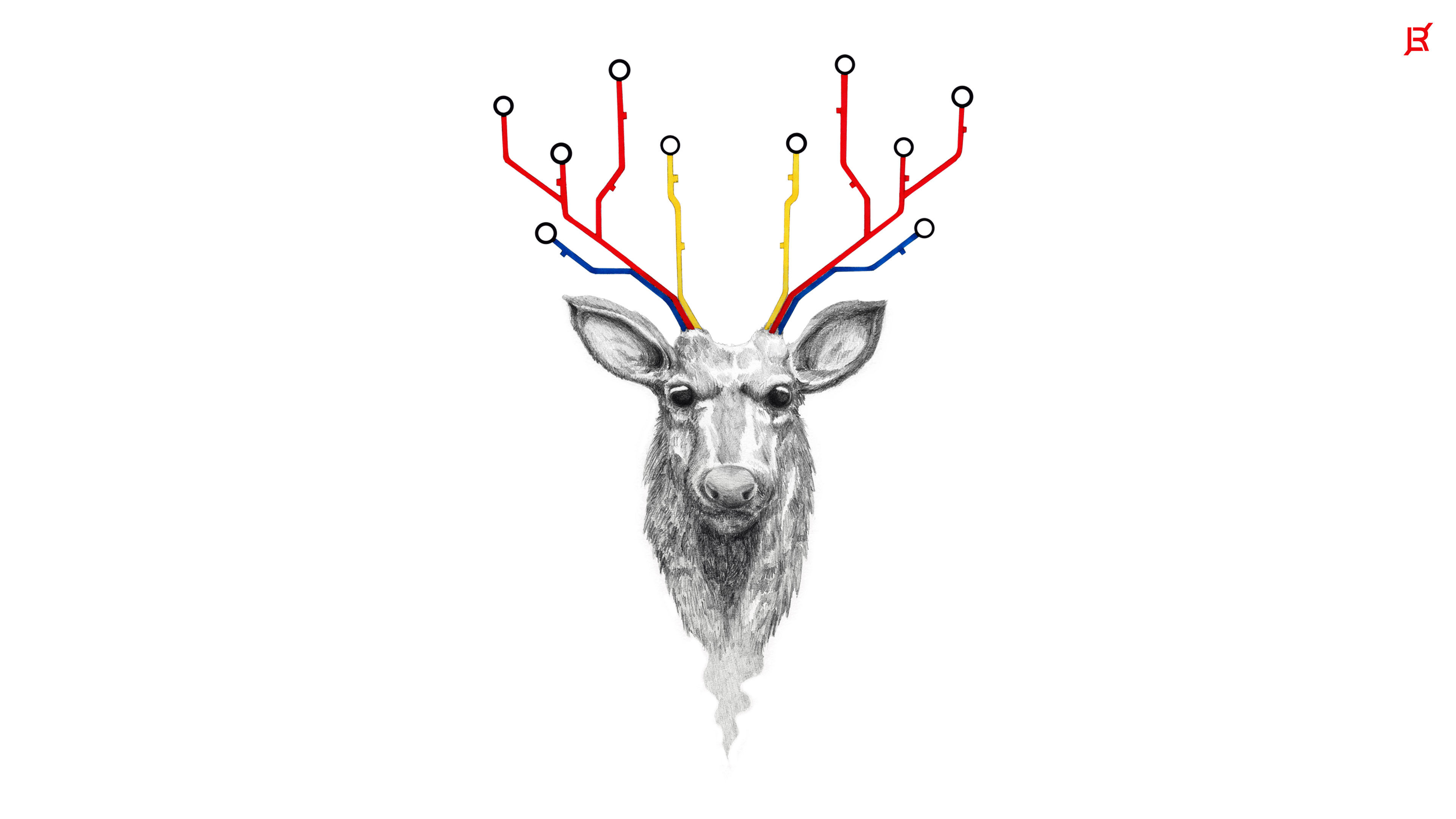 Схематичный олень обои