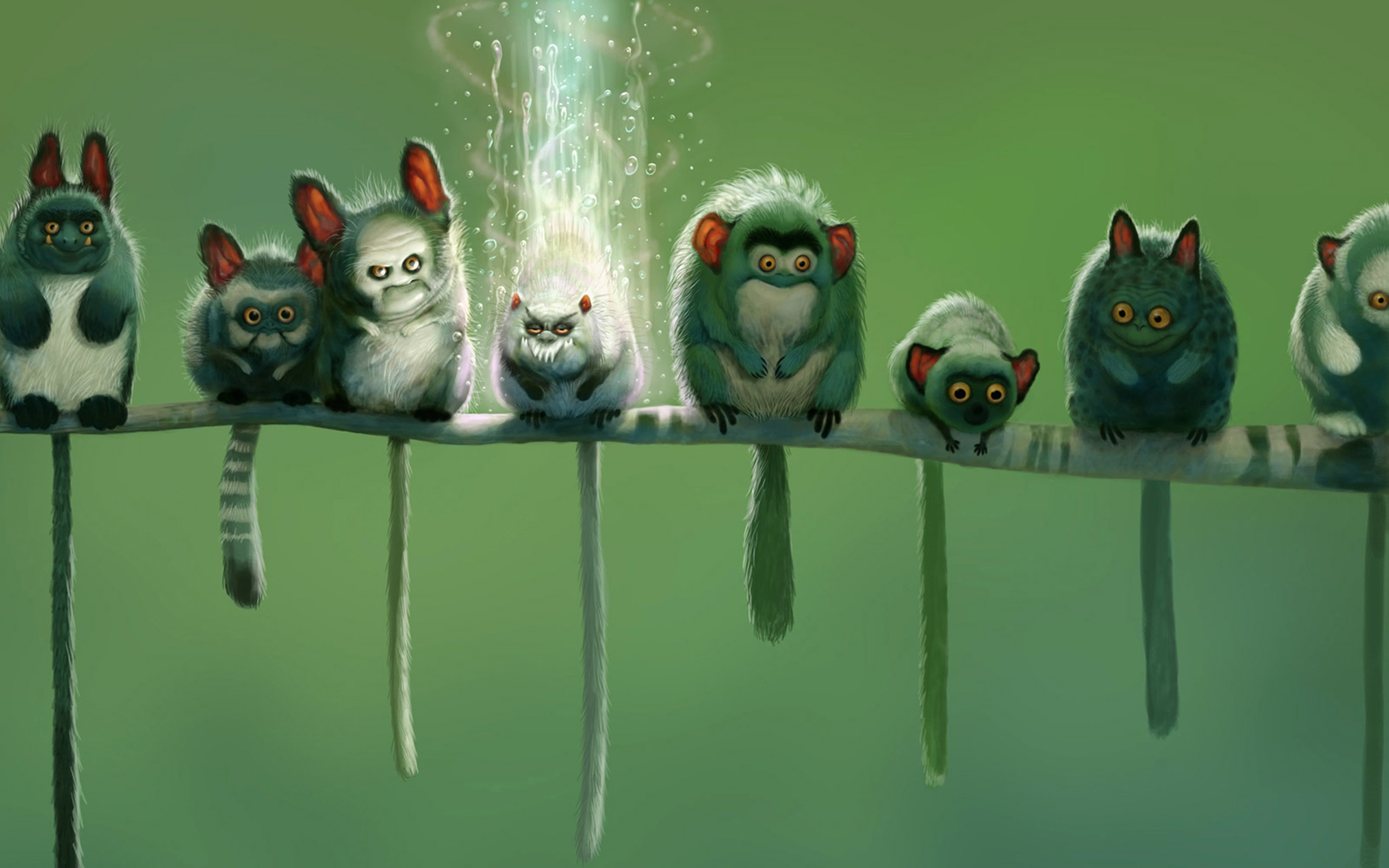 Существа на ветке обои