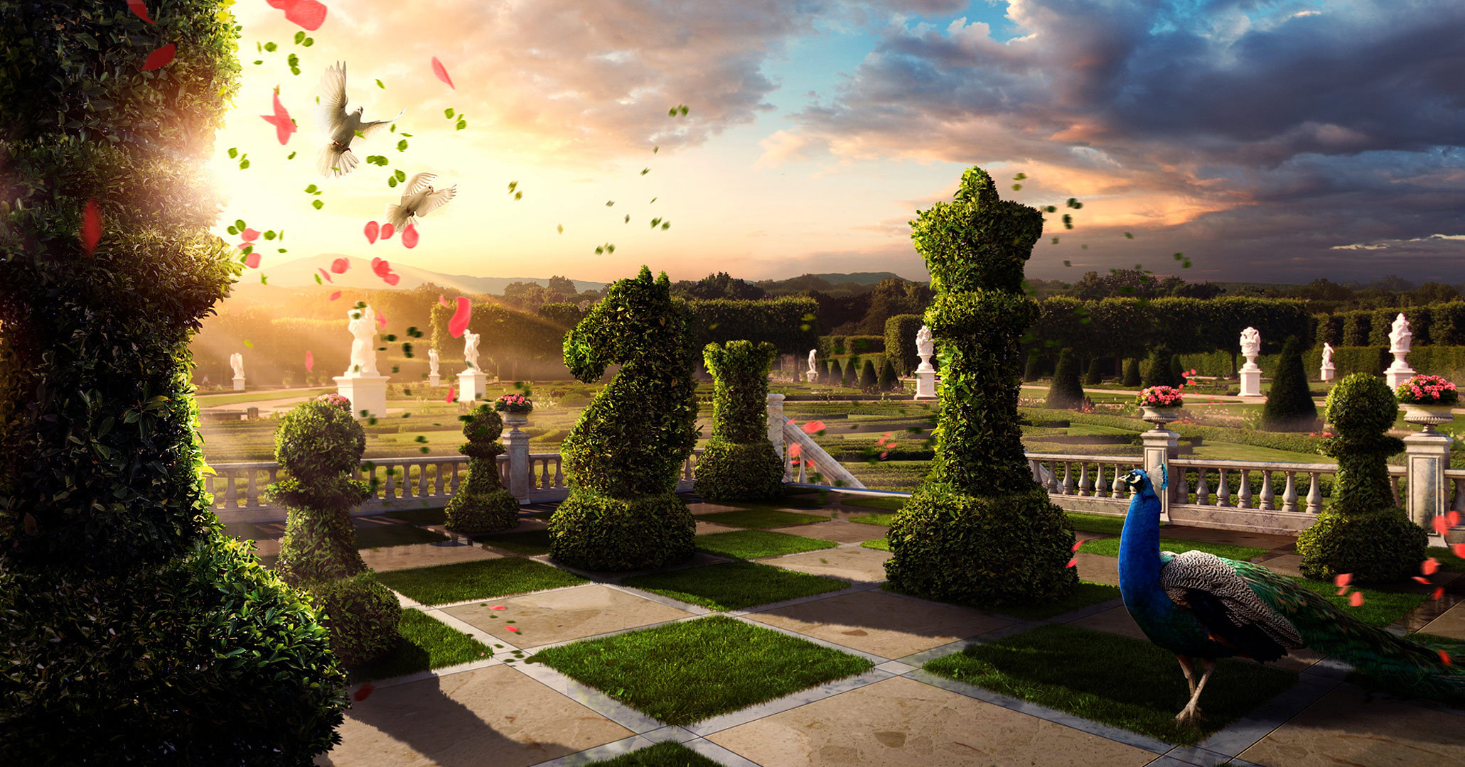 Шахматный сад обои