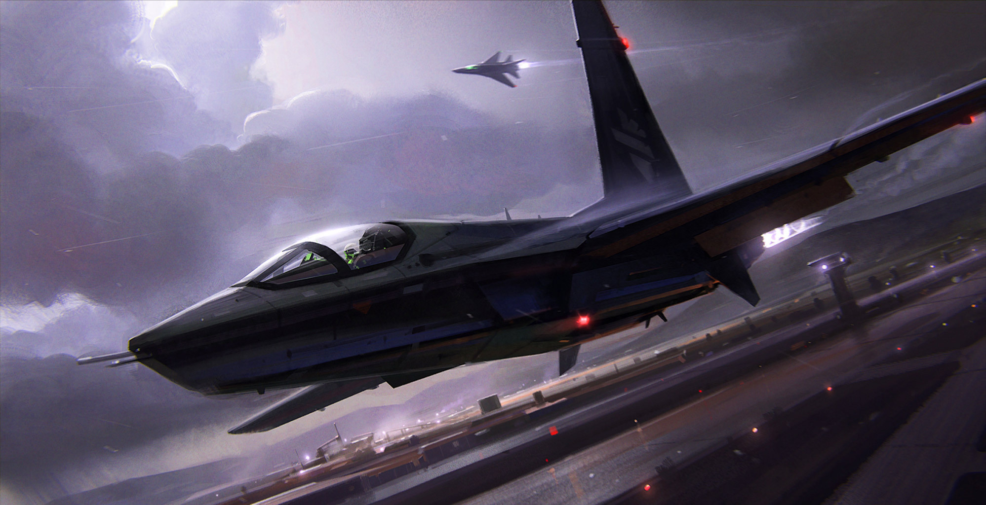 Истребитель на взлете обои