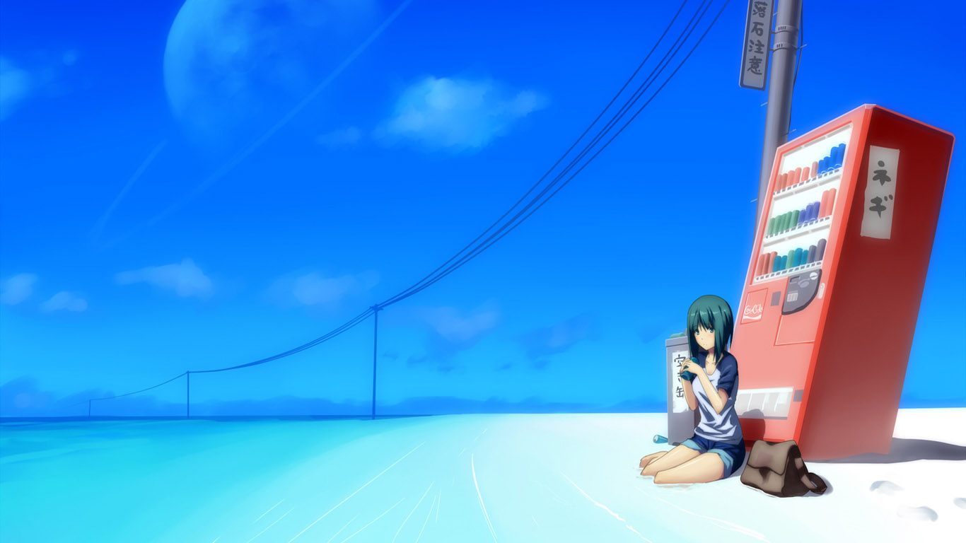 Девушка у автомата обои