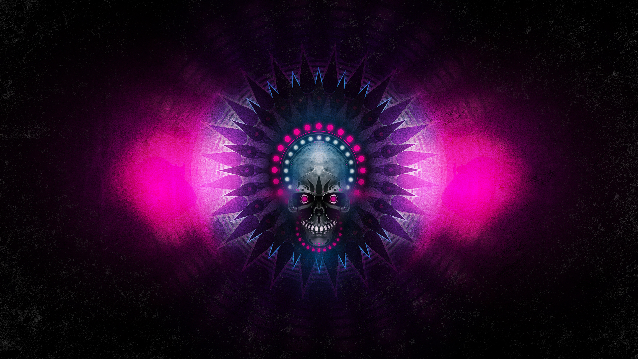 Неоновый череп обои