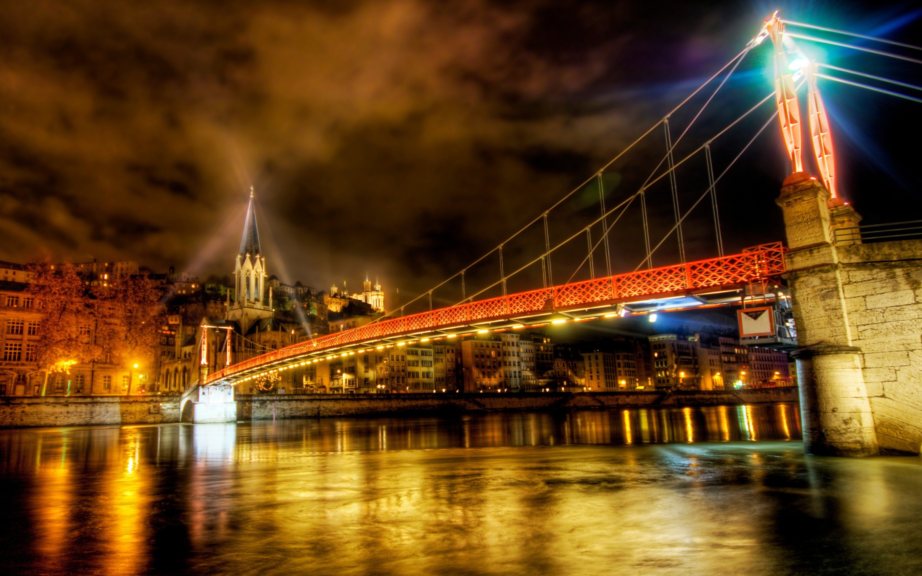 Ночная подсветка моста обои